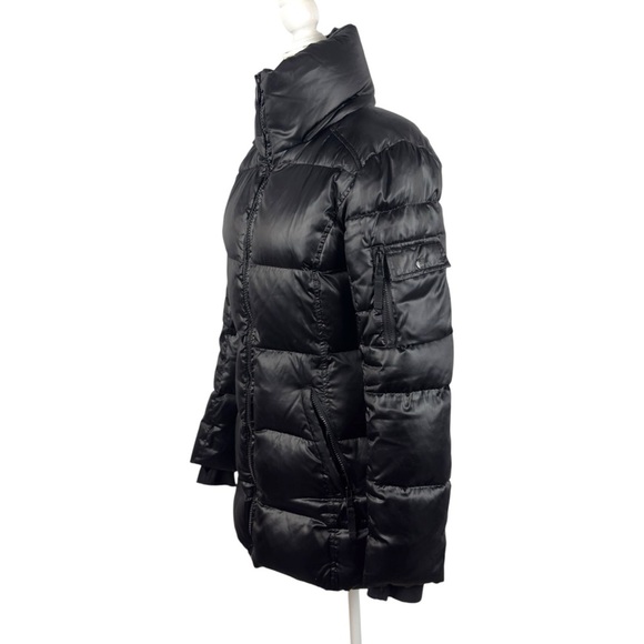 S13 NY Kylie Down Puffer Jacket Women S Black Nylon Coat Cuff Thumbholes No Hood - Picture 10 of 15